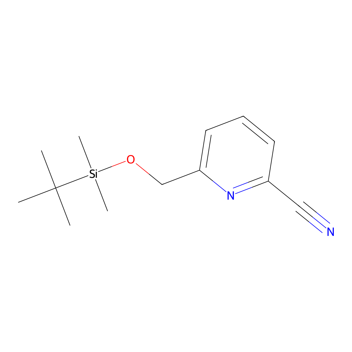 2-Pyridinecarbonitrile, 6-[[[(1,1-dimethylethyl)dimethylsilyl]oxy]methyl]- molecular structure, CAS 1337607-08-5