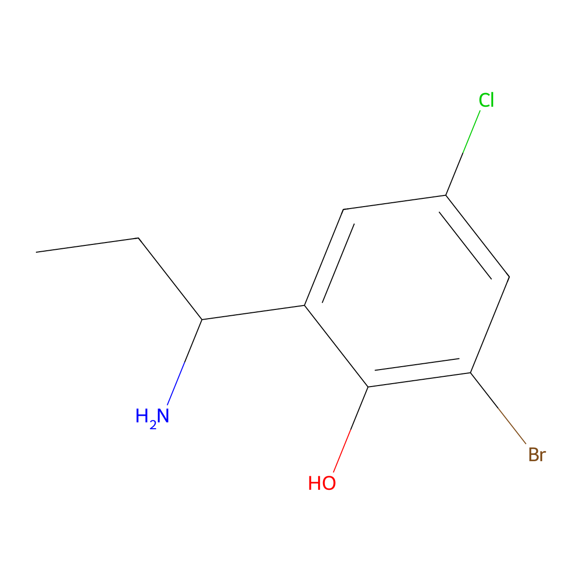 2-(1-Aminopropyl)-6-bromo-4-chlorophenol molecular structure, CAS 1337618-34-4
