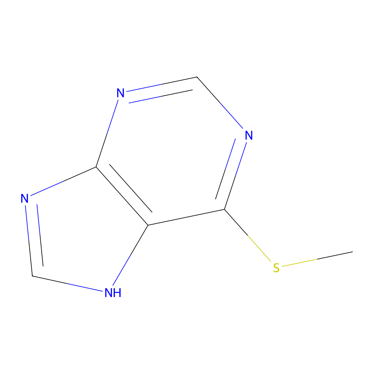 6-Methylmercaptopurine molecular structure, CAS 133762-85-3