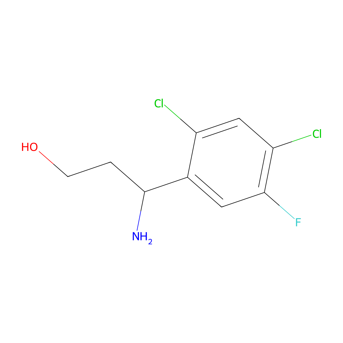 3-Amino-3-(2,4-dichloro-5-fluorophenyl)propan-1-ol molecular structure, CAS 1337620-14-0