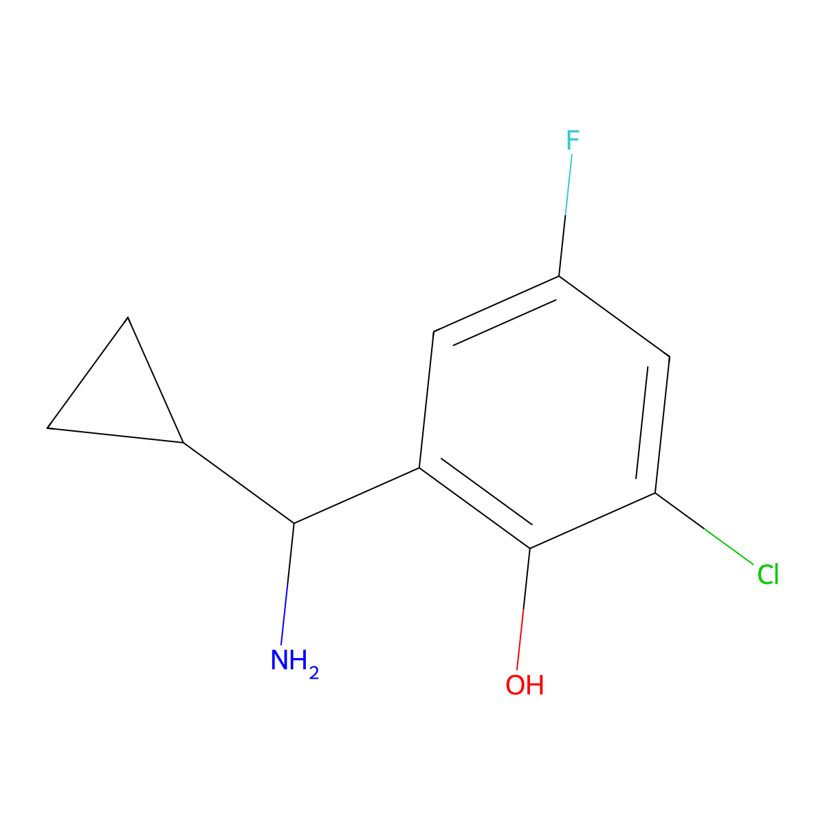 2-[Amino(cyclopropyl)methyl]-6-chloro-4-fluorophenol molecular structure, CAS 1337651-53-2