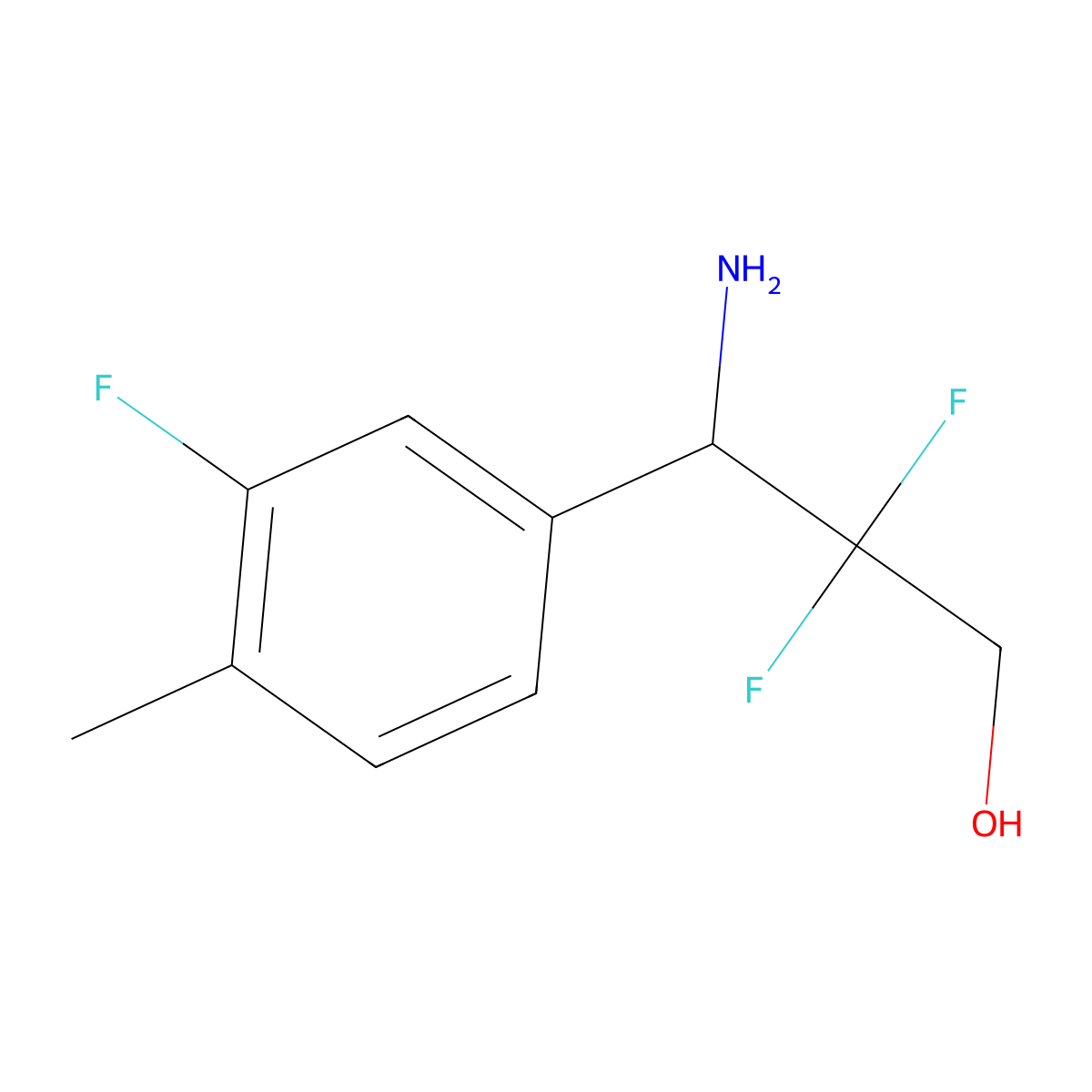 3-Amino-2,2-difluoro-3-(3-fluoro-4-methylphenyl)propan-1-OL molecular structure, CAS 1337654-46-2