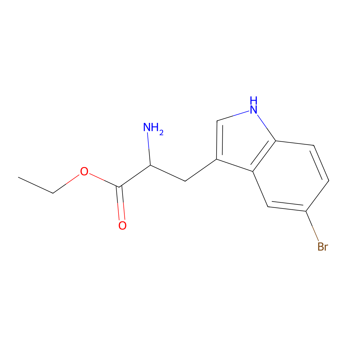Ethyl 2-amino-3-(5-bromo-1H-indol-3-YL)propanoate molecular structure, CAS 133766-36-6