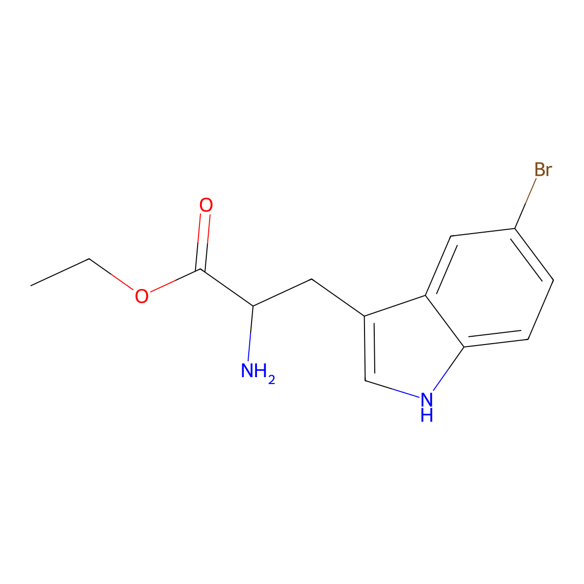 Ethyl 2-amino-3-(5-bromo-1H-indol-3-YL)propanoate molecular structure, CAS 133766-36-6