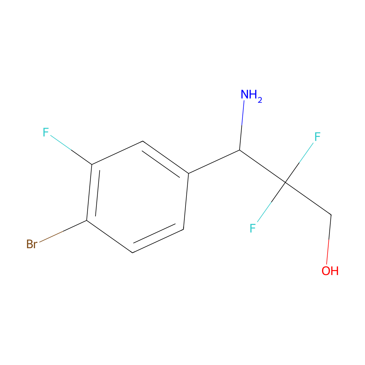 3-Amino-3-(4-bromo-3-fluorophenyl)-2,2-difluoropropan-1-OL molecular structure, CAS 1337661-16-1
