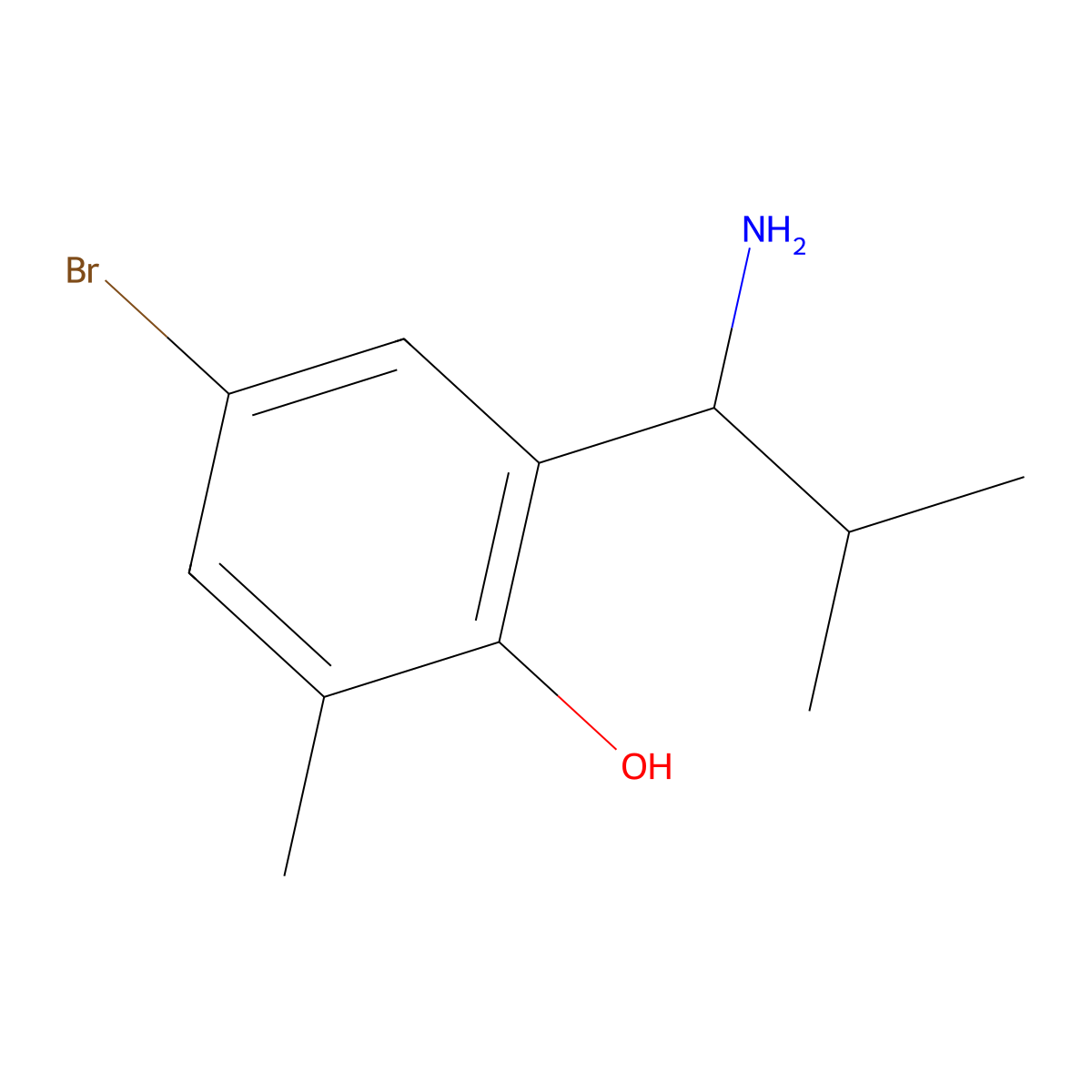 2-(1-Amino-2-methylpropyl)-4-bromo-6-methylphenol molecular structure, CAS 1337667-49-8