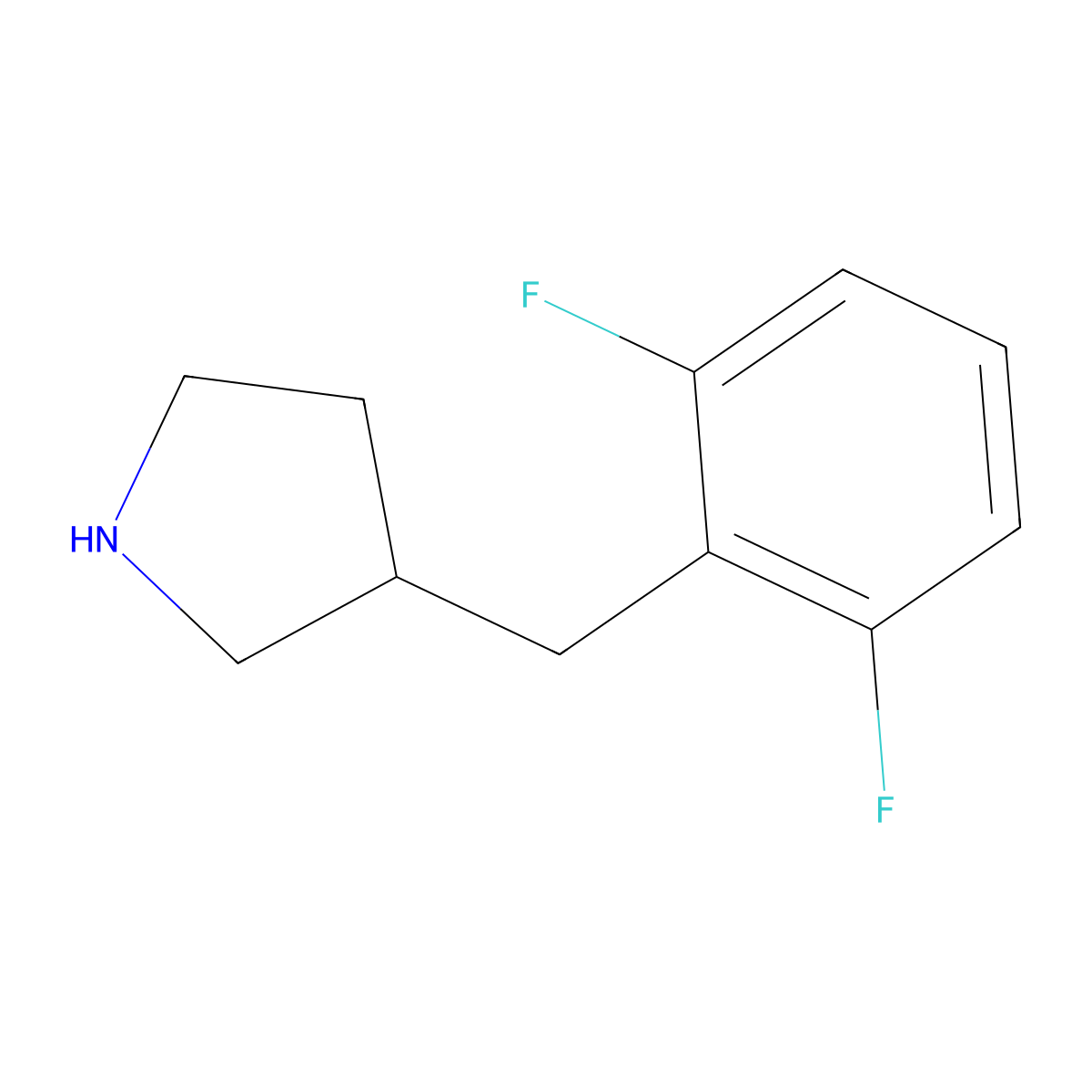 3-[(2,6-Difluorophenyl)methyl]pyrrolidine molecular structure, CAS 1337673-70-7