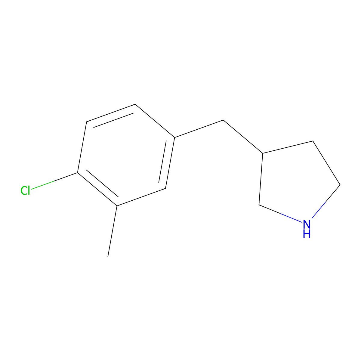 3-[(4-Chloro-3-methylphenyl)methyl]pyrrolidine molecular structure, CAS 1337674-03-9