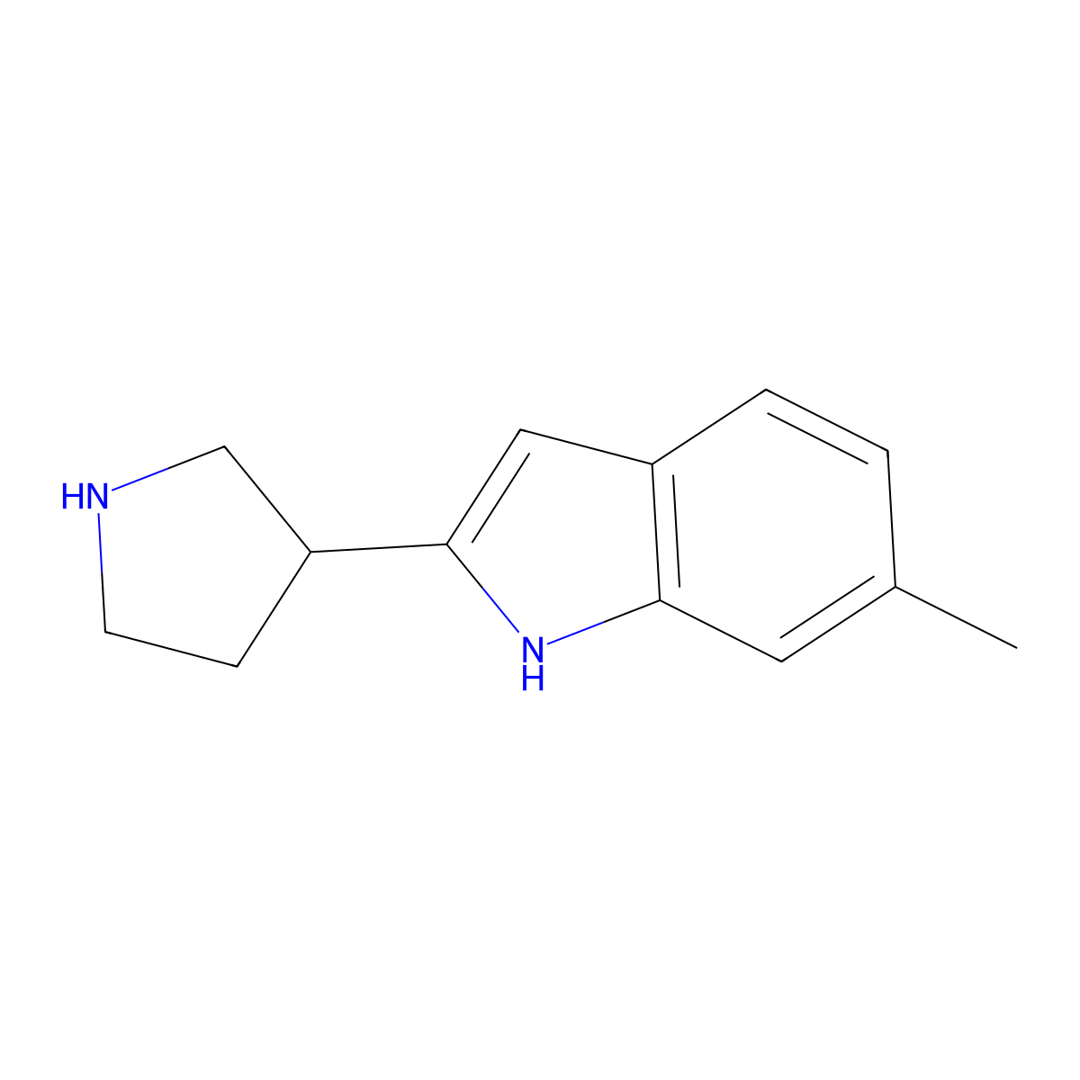 6-Methyl-2-(pyrrolidin-3-yl)-1H-indole molecular structure, CAS 1337675-41-8
