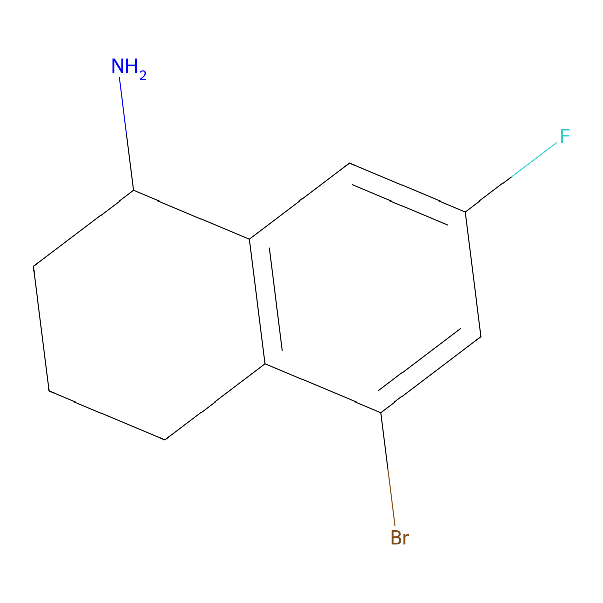 5-Bromo-7-fluoro-1,2,3,4-tetrahydronaphthalen-1-amine molecular structure, CAS 1337695-35-8