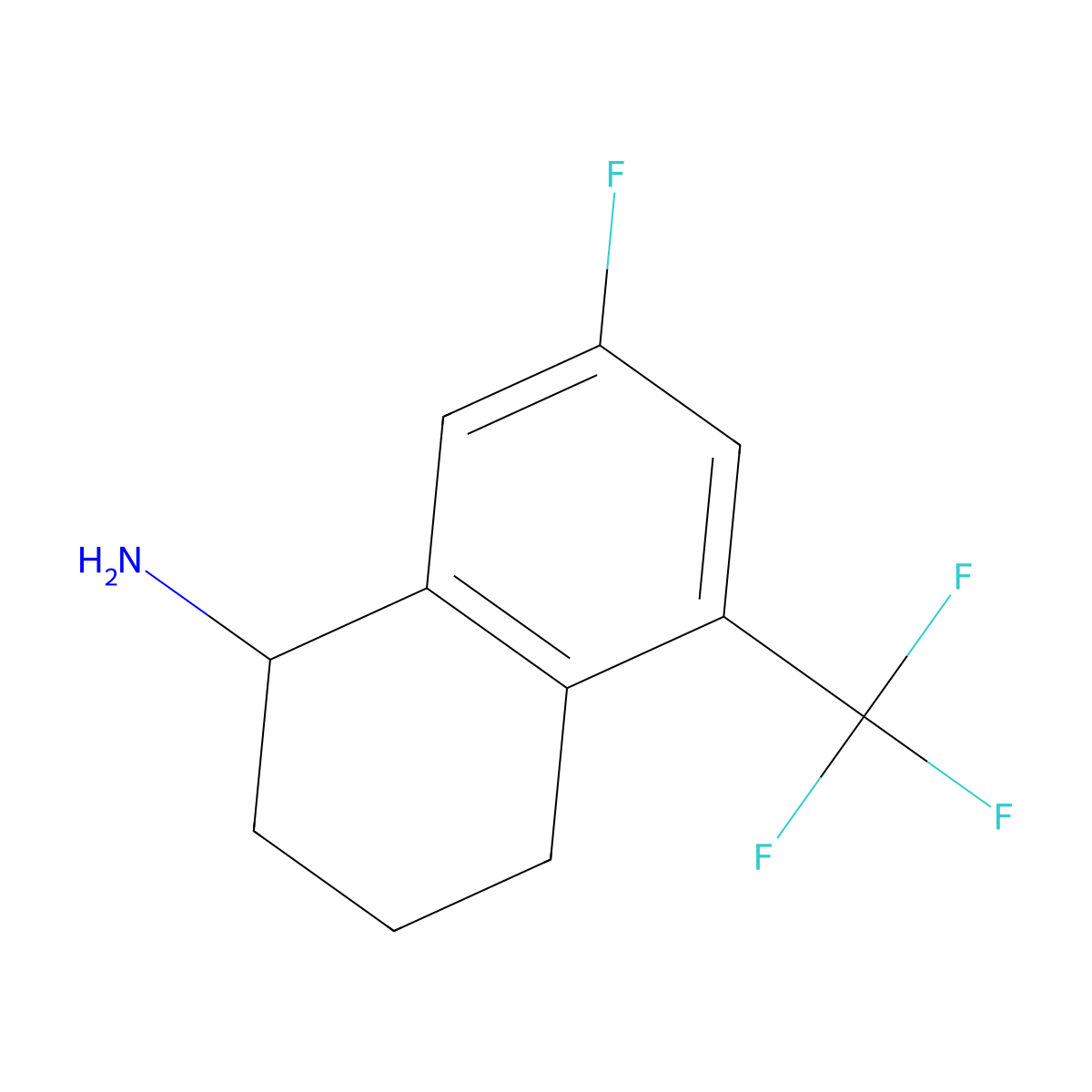 7-Fluoro-5-(trifluoromethyl)-1,2,3,4-tetrahydronaphthalen-1-amine molecular structure, CAS 1337696-41-9