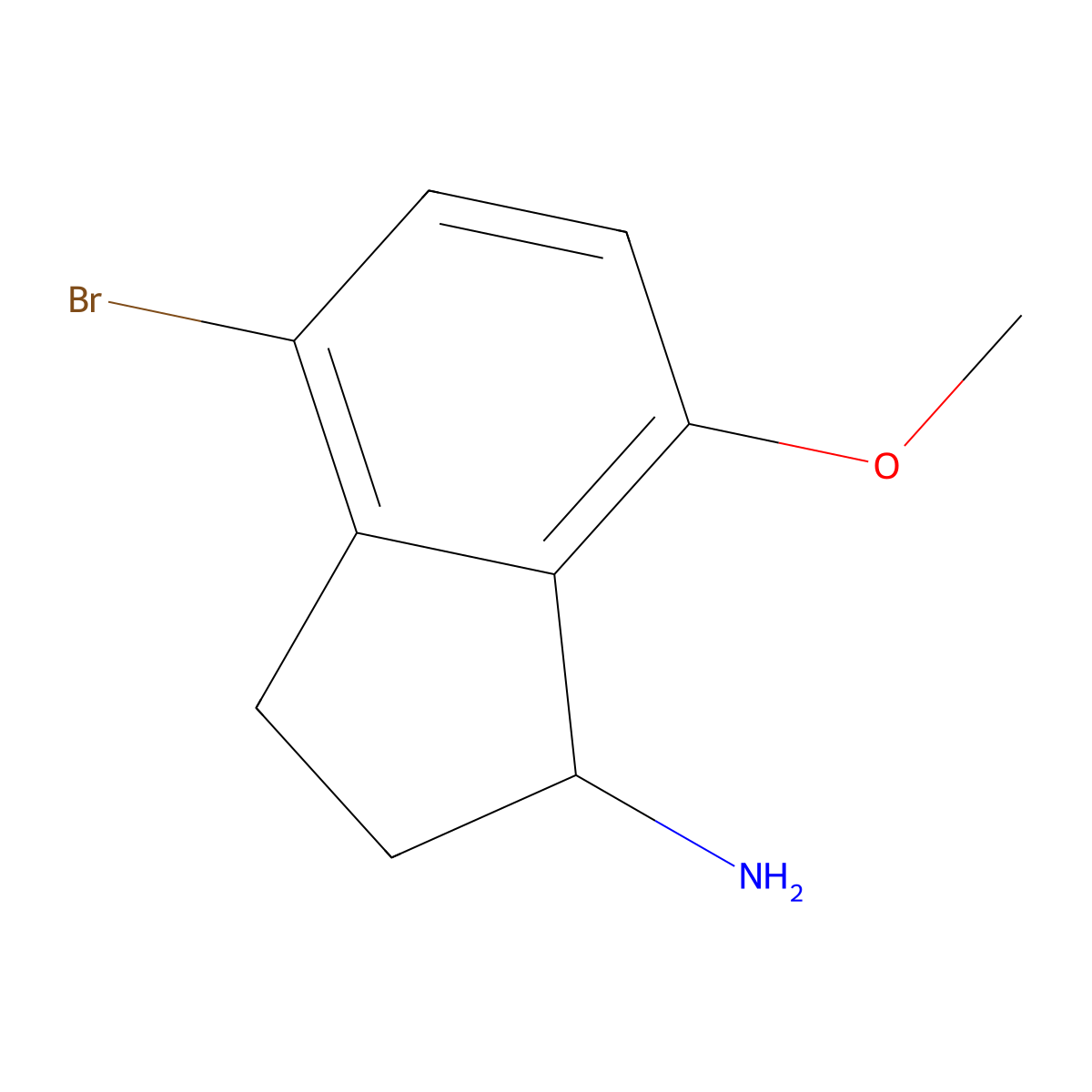 4-bromo-7-methoxy-2,3-dihydro-1H-inden-1-amine molecular structure, CAS 1337697-91-2