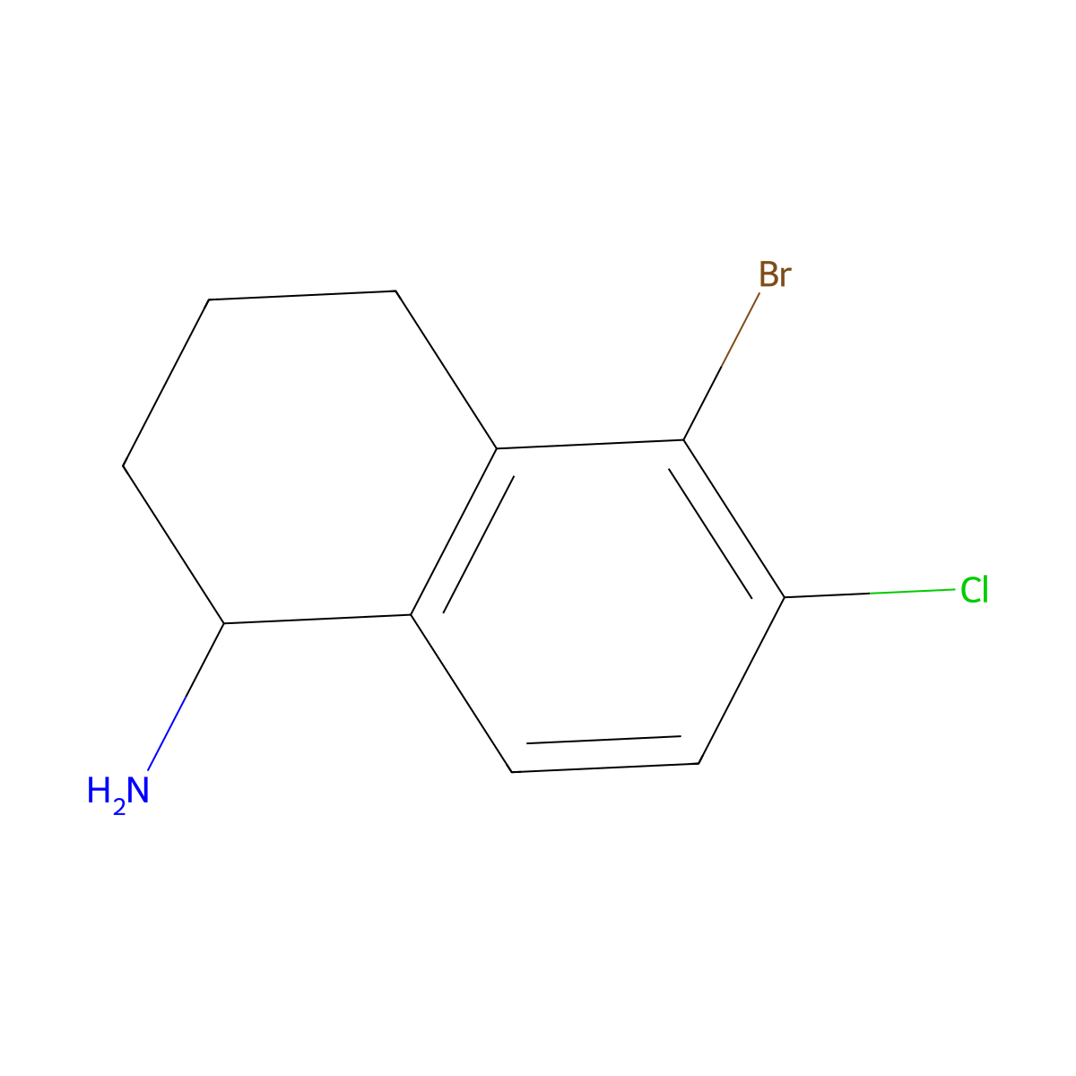 5-Bromo-6-chloro-1,2,3,4-tetrahydronaphthalen-1-amine molecular structure, CAS 1337699-39-4