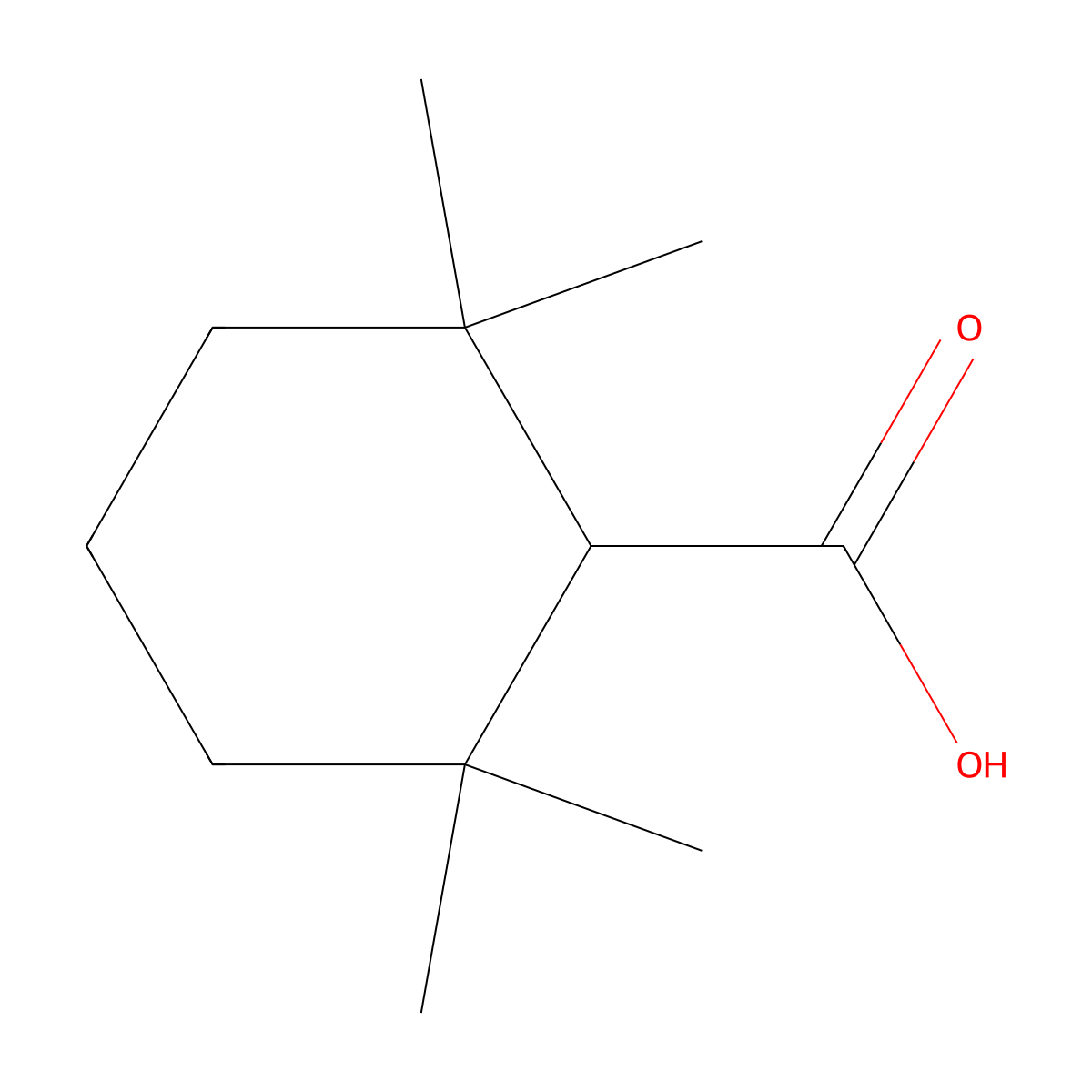2,2,6,6-Tetramethylcyclohexane-1-carboxylic acid molecular structure, CAS 13377-52-1