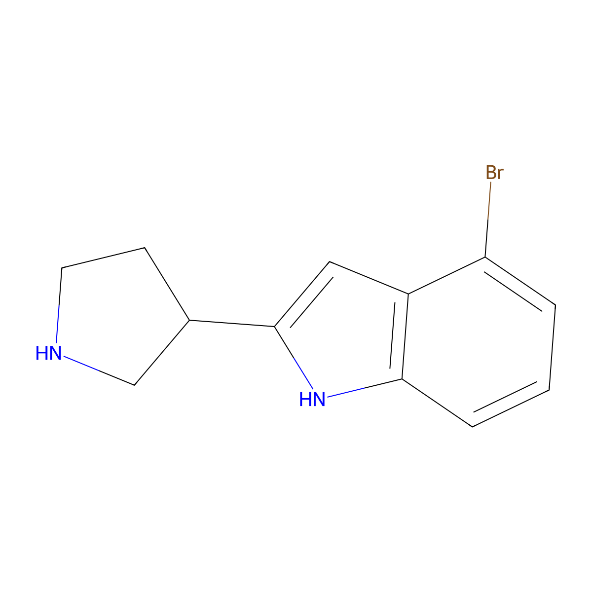 4-Bromo-2-(pyrrolidin-3-yl)-1H-indole molecular structure, CAS 1337701-42-4