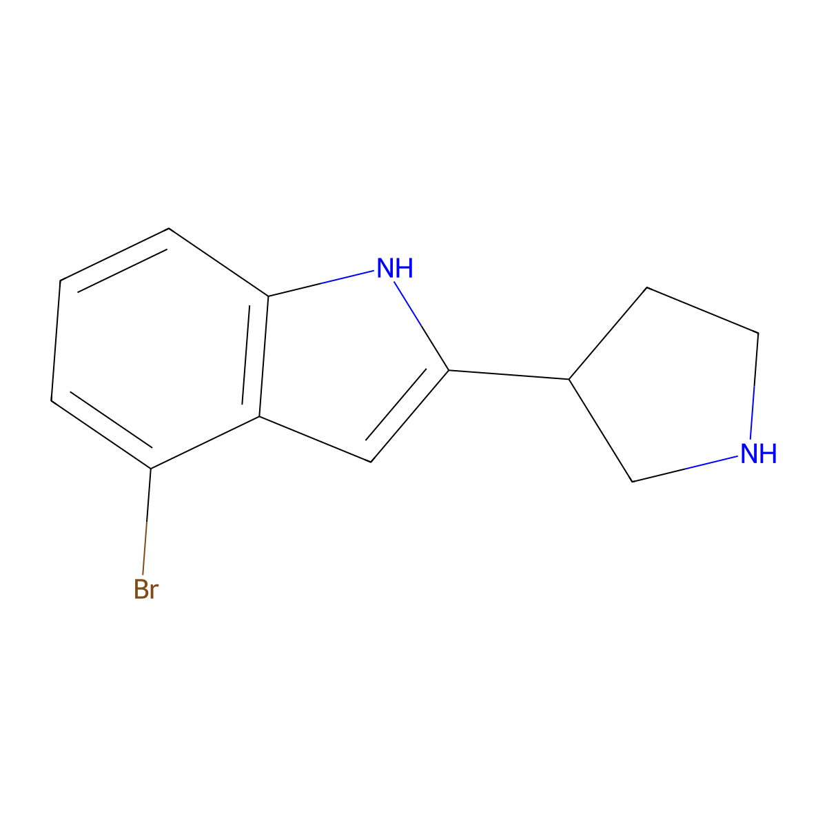 4-Bromo-2-(pyrrolidin-3-yl)-1H-indole molecular structure, CAS 1337701-42-4