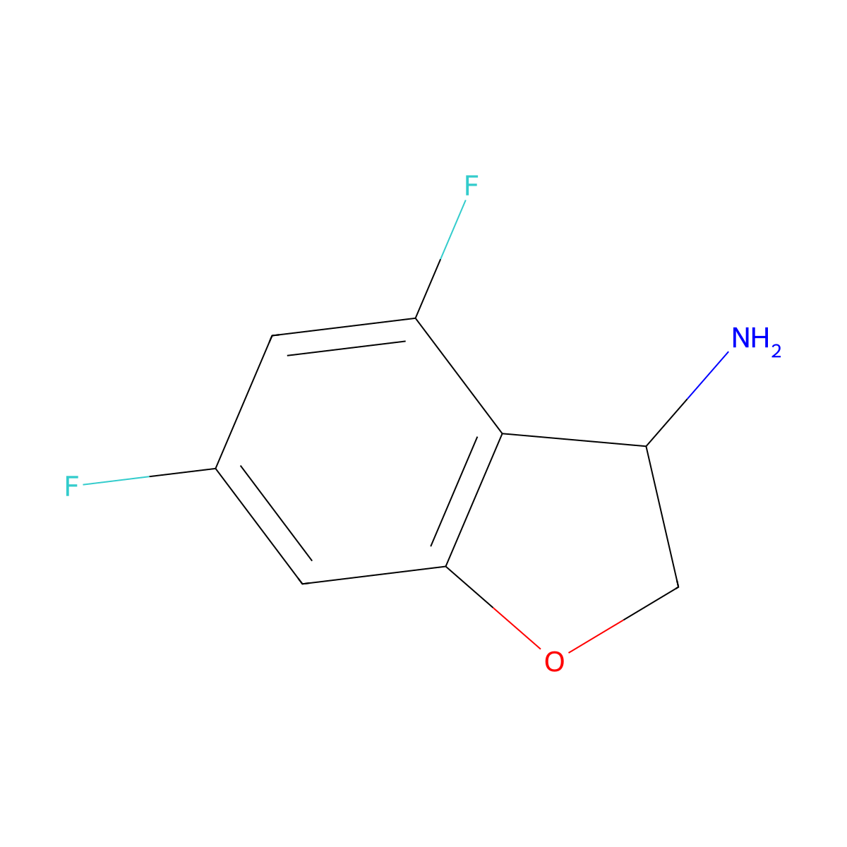 4,6-Difluoro-2,3-dihydro-1-benzofuran-3-amine molecular structure, CAS 1337711-23-5