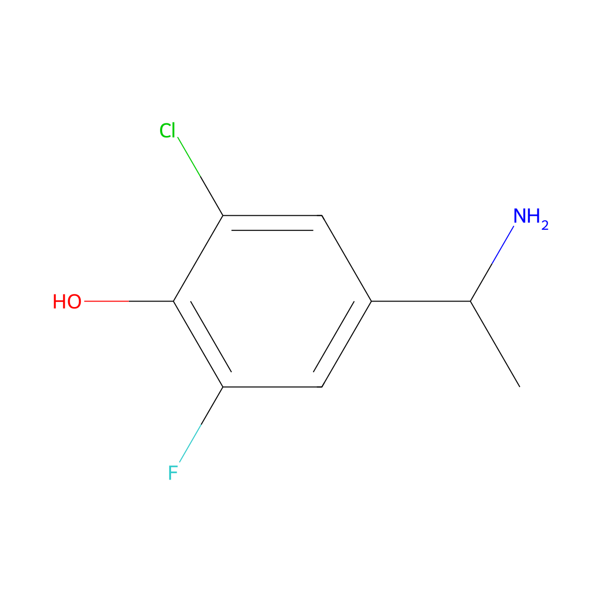 4-(1-Aminoethyl)-2-chloro-6-fluorophenol molecular structure, CAS 1337724-20-5