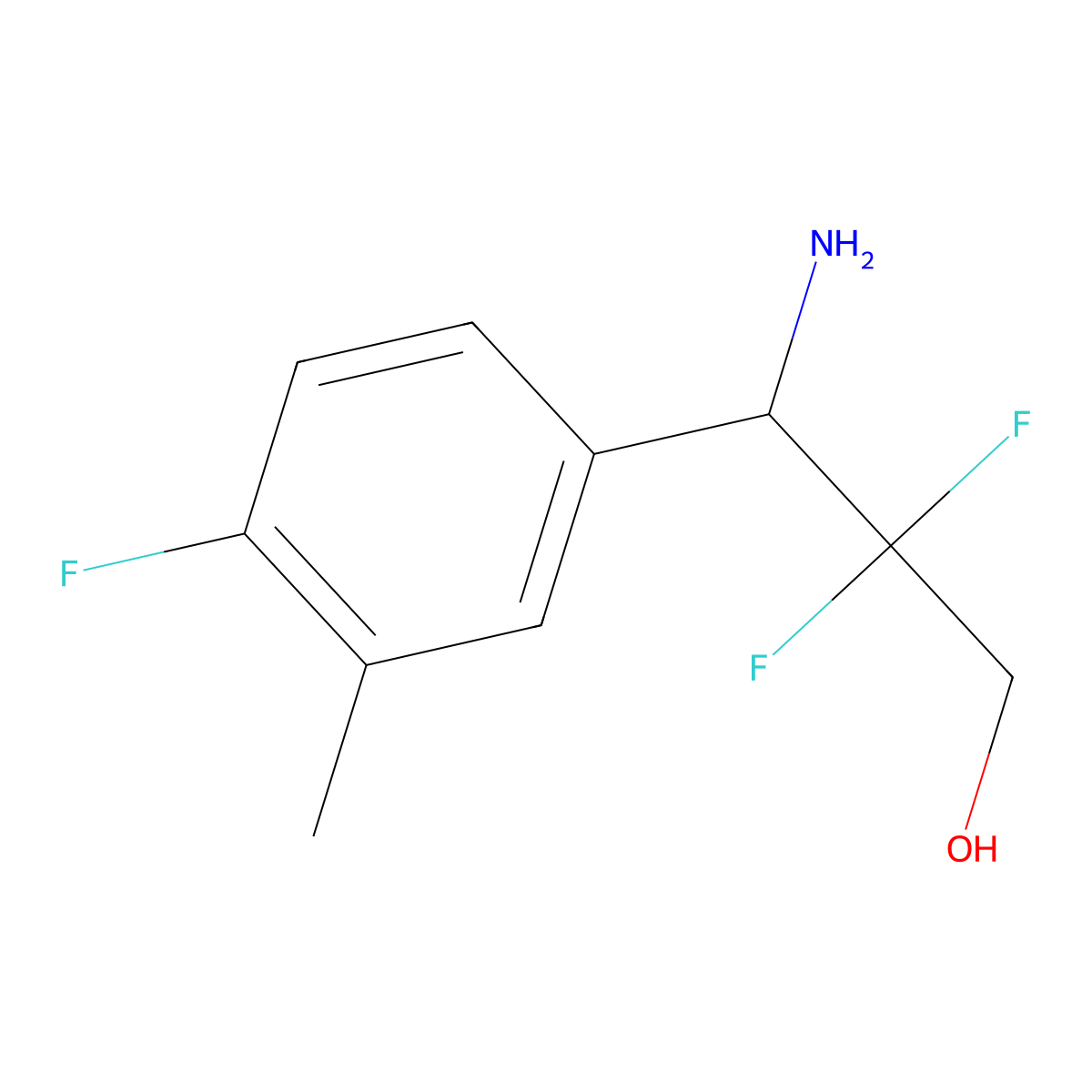 3-Amino-2,2-difluoro-3-(4-fluoro-3-methylphenyl)propan-1-OL molecular structure, CAS 1337730-84-3