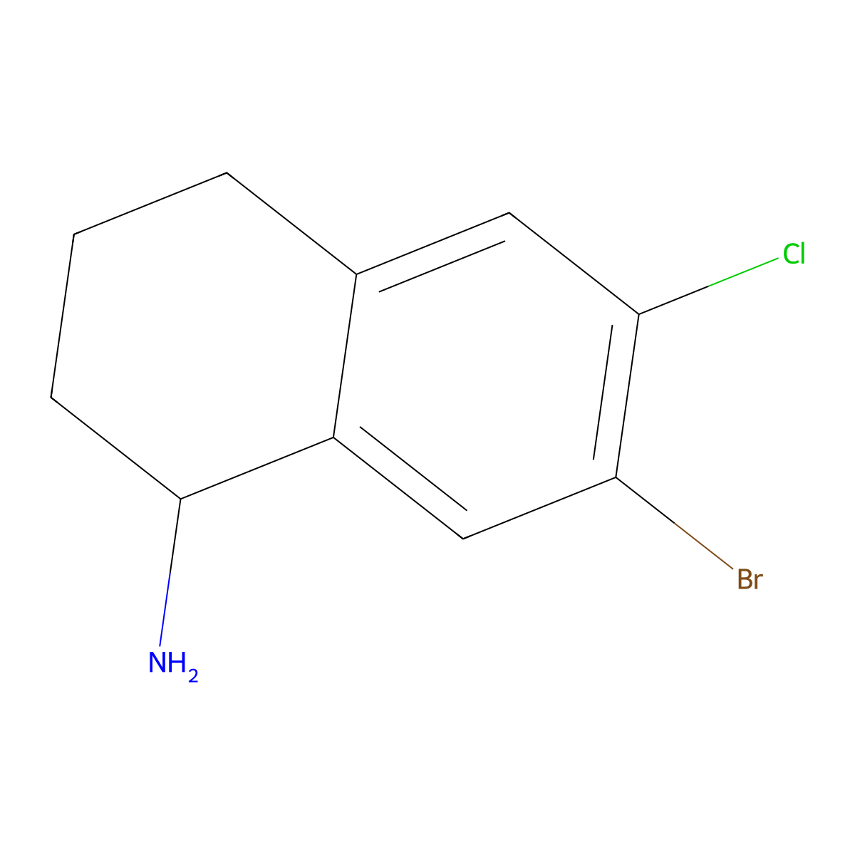 7-Bromo-6-chloro-1,2,3,4-tetrahydronaphthalen-1-amine molecular structure, CAS 1337743-51-7