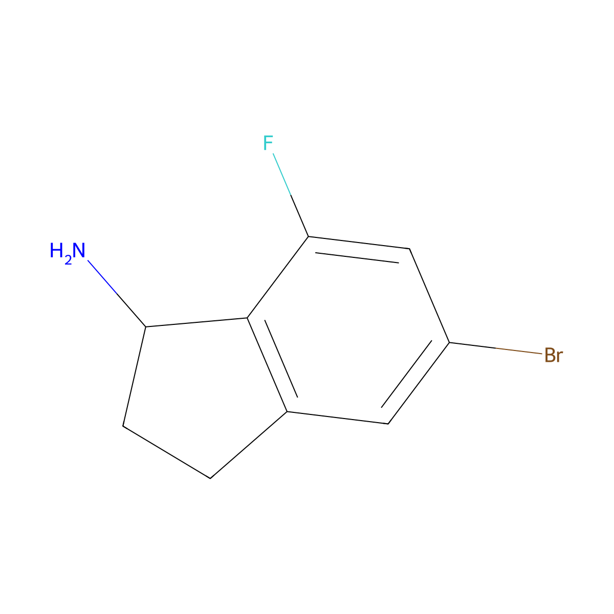 5-Bromo-7-fluoro-2,3-dihydro-1H-inden-1-amine molecular structure, CAS 1337745-23-9