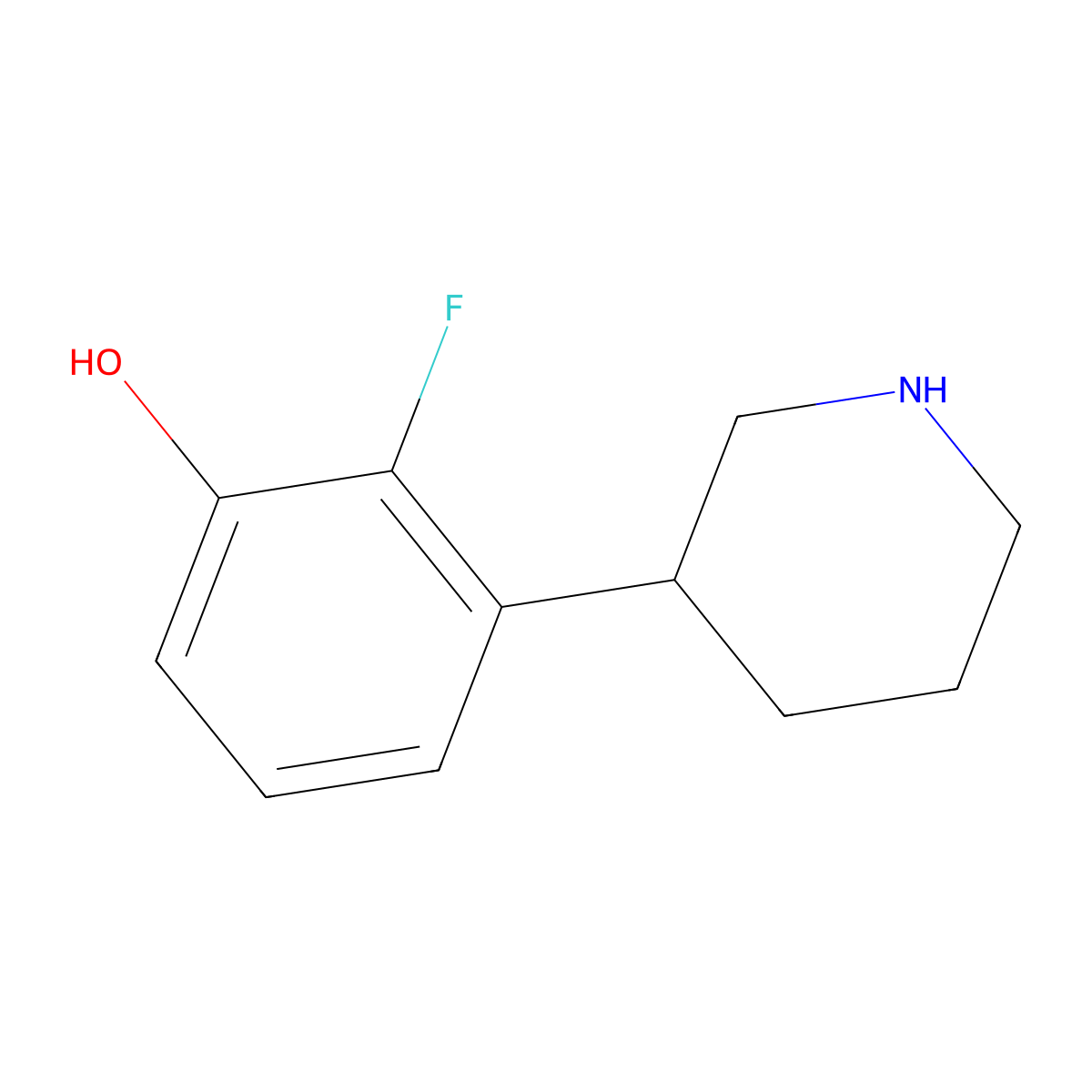 2-Fluoro-3-(piperidin-3-yl)phenol molecular structure, CAS 1337746-19-6