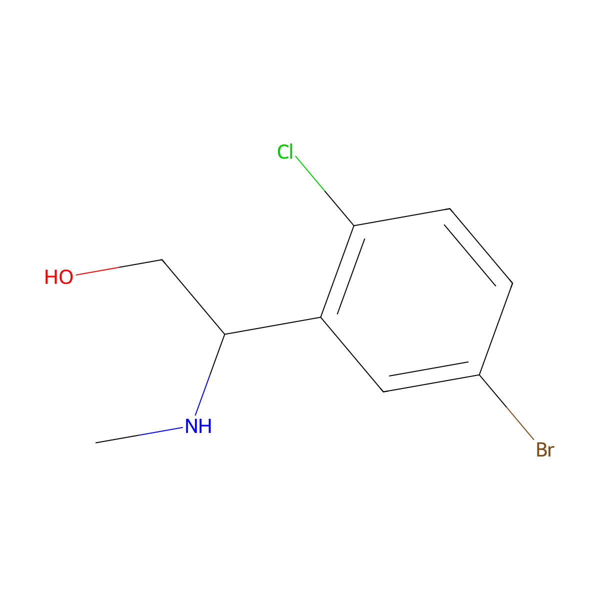 2-(5-Bromo-2-chlorophenyl)-2-(methylamino)ethan-1-ol molecular structure, CAS 1337746-56-1