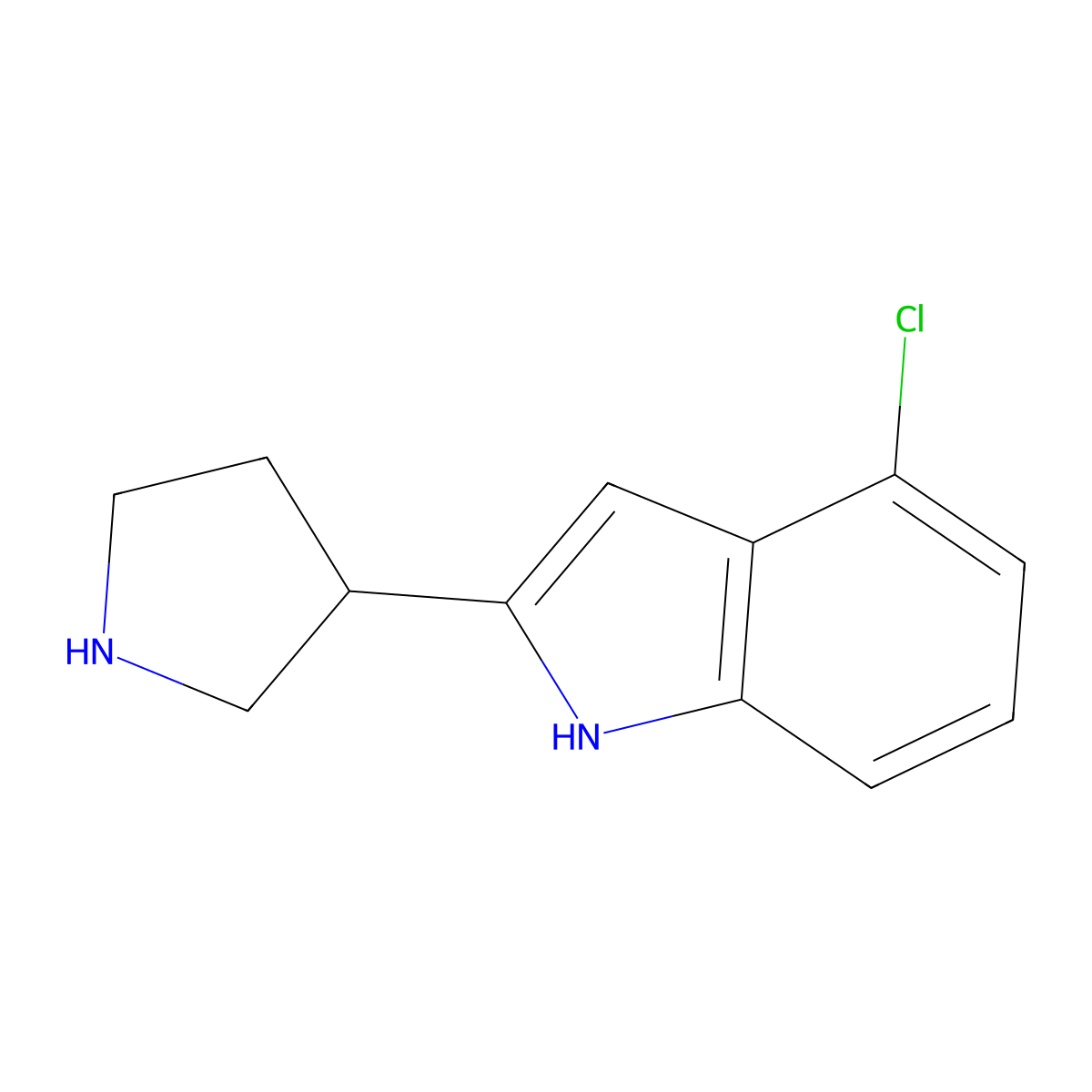 4-Chloro-2-(pyrrolidin-3-yl)-1H-indole molecular structure, CAS 1337747-42-8