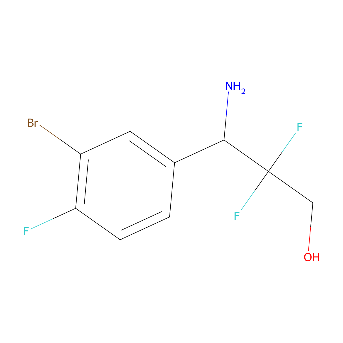 3-Amino-3-(3-bromo-4-fluorophenyl)-2,2-difluoropropan-1-OL molecular structure, CAS 1337750-87-4