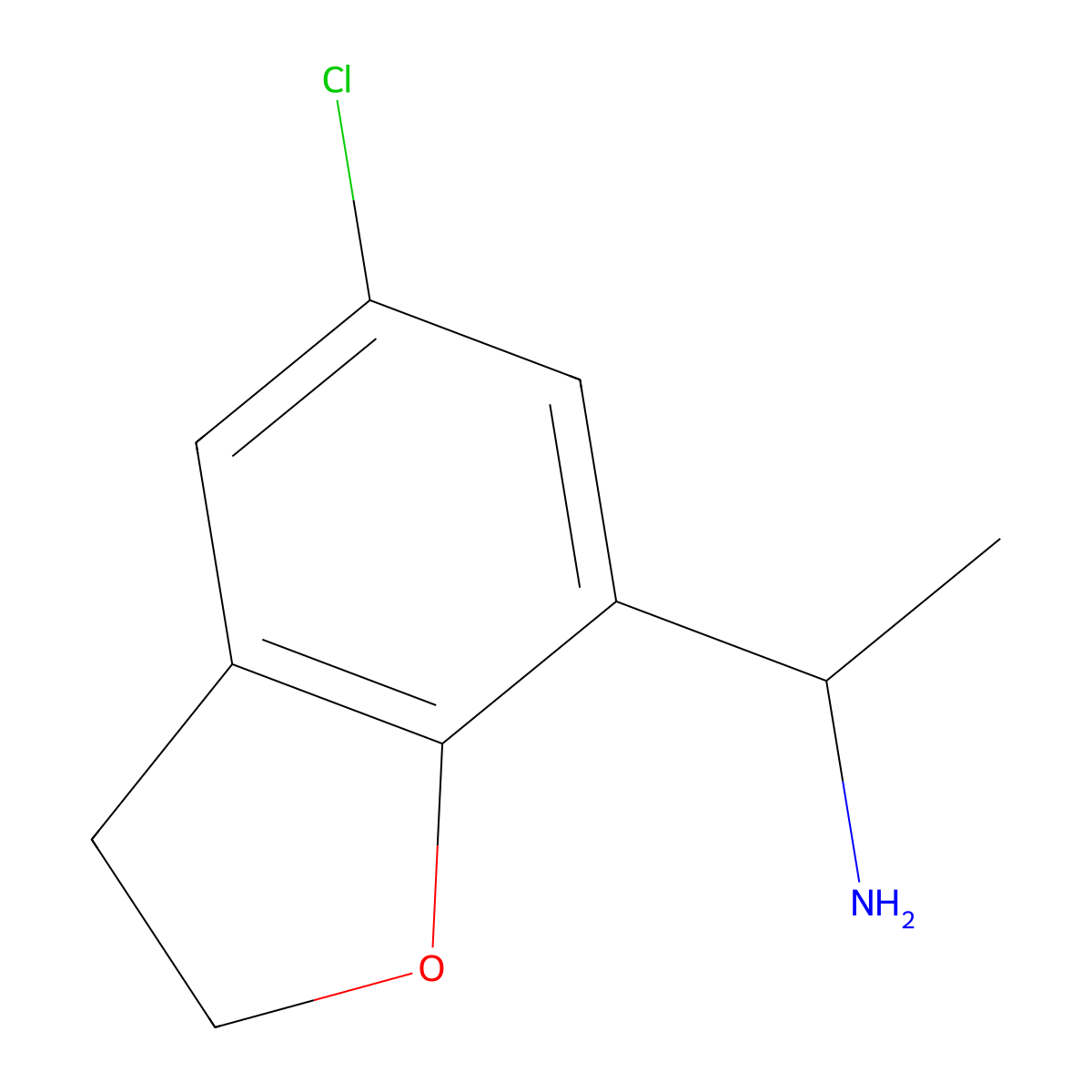 1-(5-Chloro-2,3-dihydro-1-benzofuran-7-yl)ethan-1-amine molecular structure, CAS 1337754-31-0
