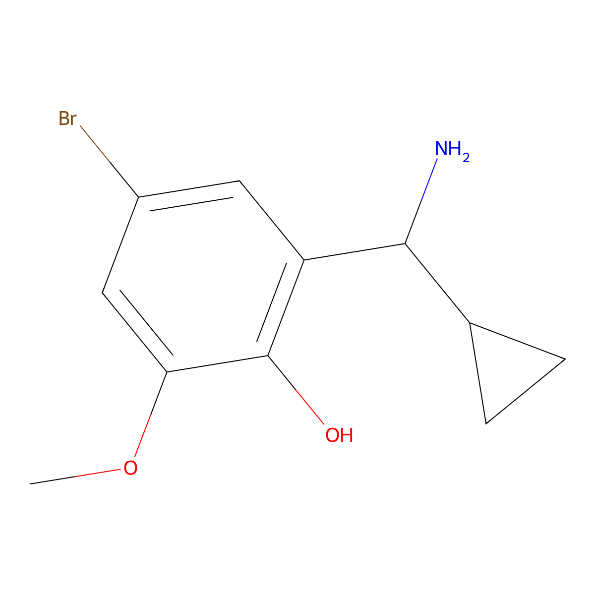 2-[Amino(cyclopropyl)methyl]-4-bromo-6-methoxyphenol molecular structure, CAS 1337770-95-2