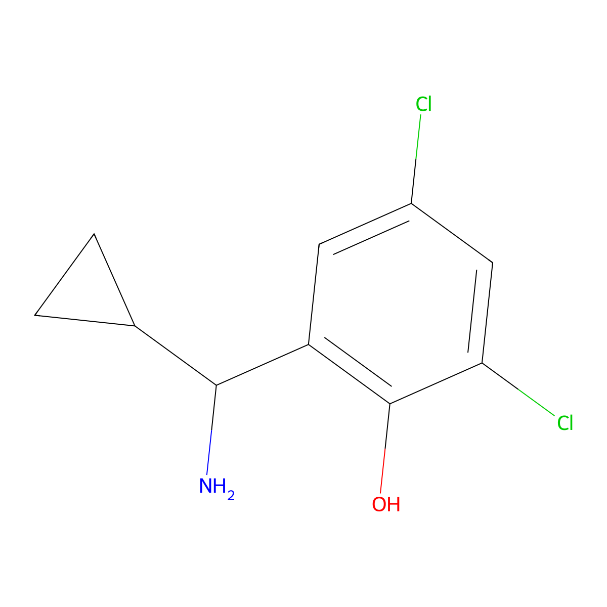 2-[Amino(cyclopropyl)methyl]-4,6-dichlorophenol molecular structure, CAS 1337797-78-0