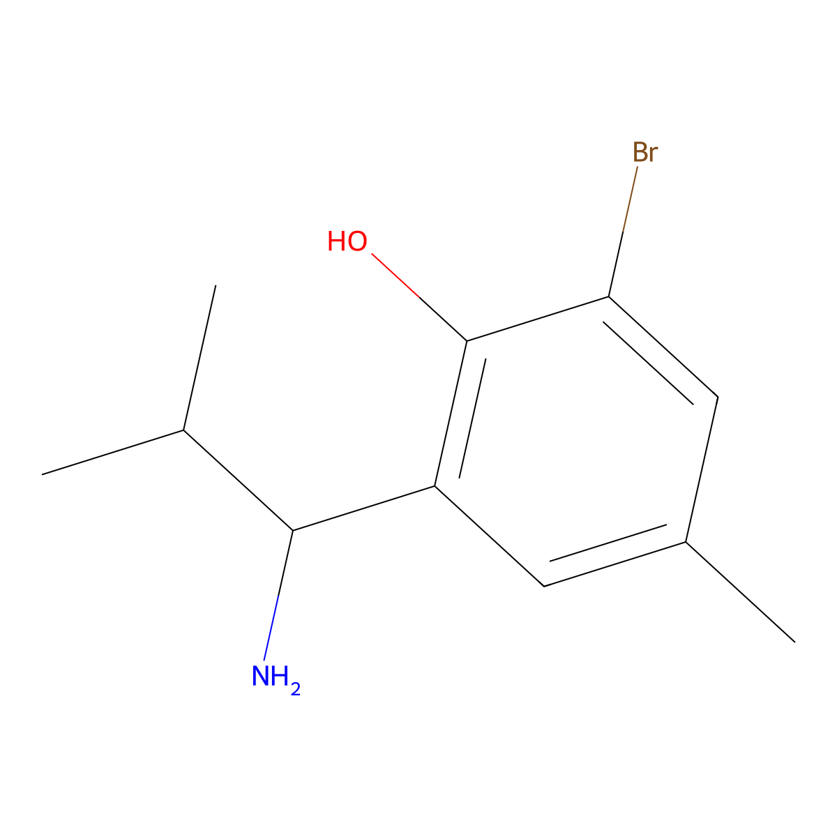 2-(1-Amino-2-methylpropyl)-6-bromo-4-methylphenol molecular structure, CAS 1337801-28-1