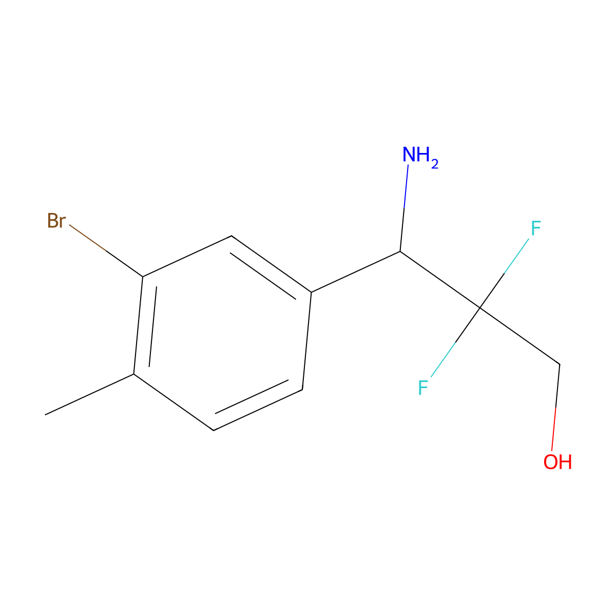 3-Amino-3-(3-bromo-4-methylphenyl)-2,2-difluoropropan-1-OL molecular structure, CAS 1337820-76-4