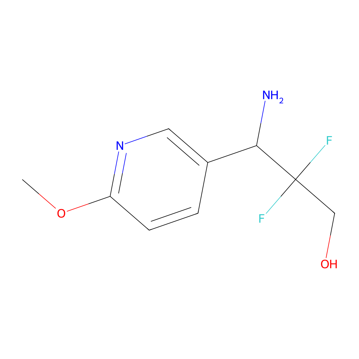 3-Amino-2,2-difluoro-3-(6-methoxypyridin-3-yl)propan-1-ol molecular structure, CAS 1337826-72-8