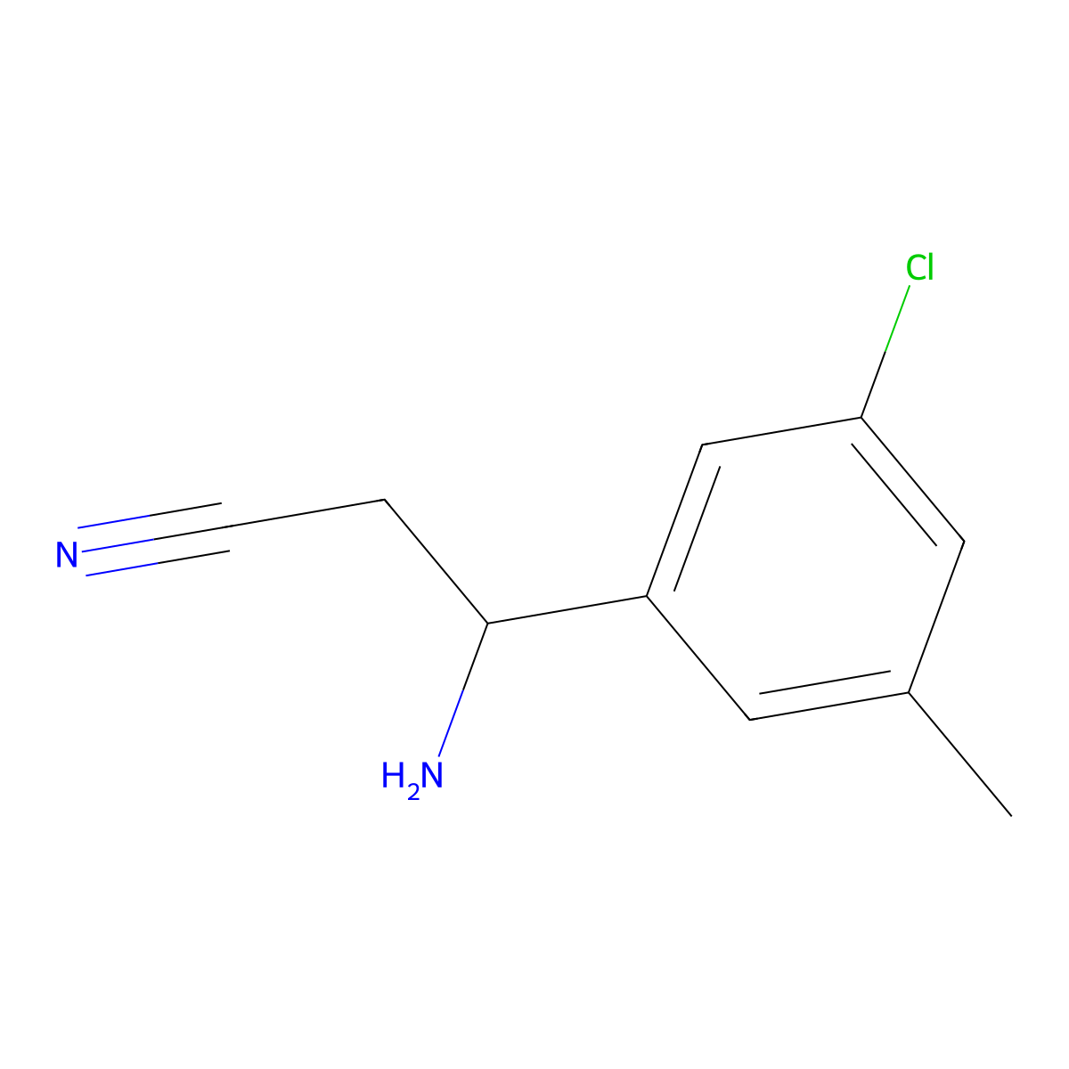 3-Amino-3-(3-chloro-5-methylphenyl)propanenitrile molecular structure, CAS 1337827-52-7