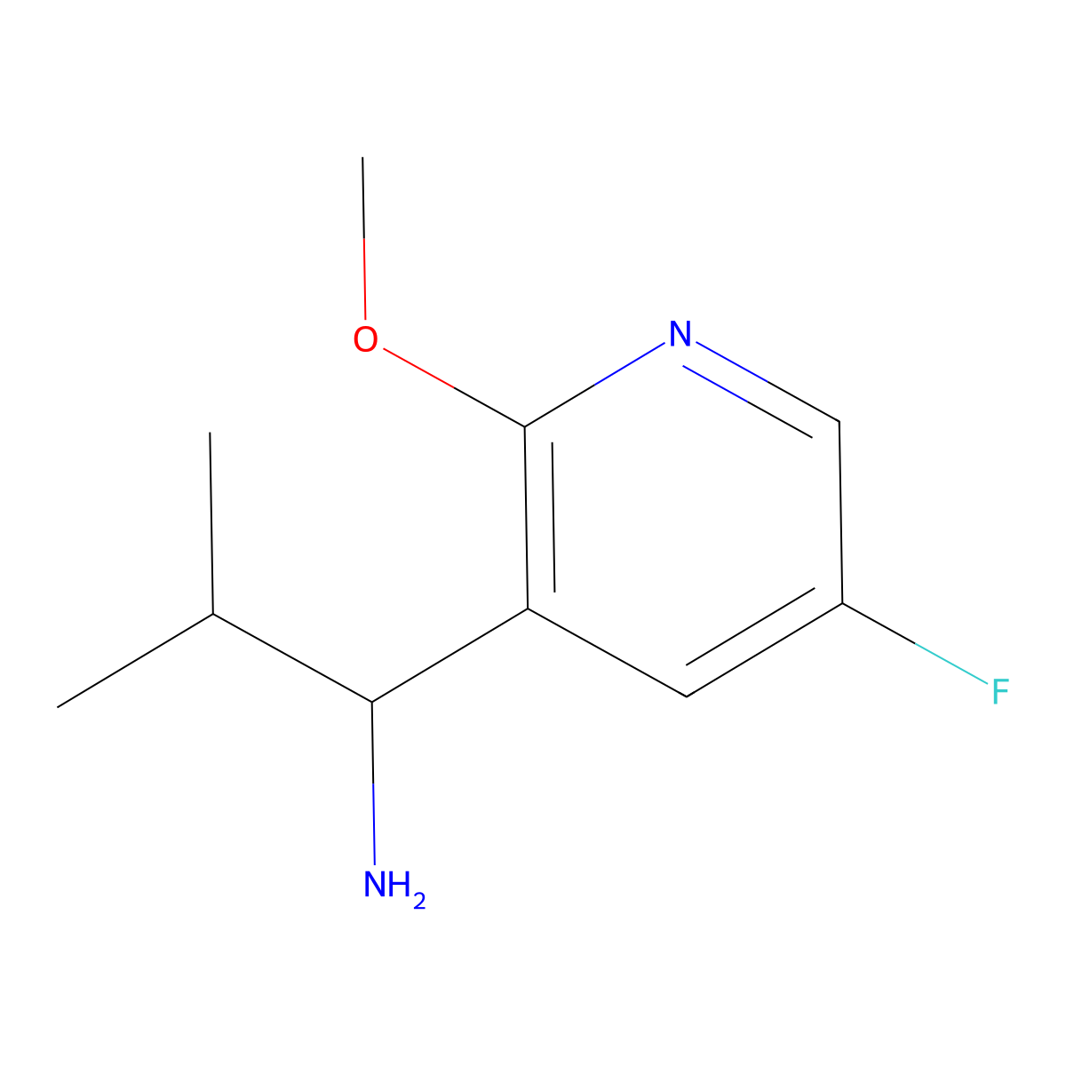 1-(5-Fluoro-2-methoxypyridin-3-YL)-2-methylpropan-1-amine molecular structure, CAS 1337829-51-2