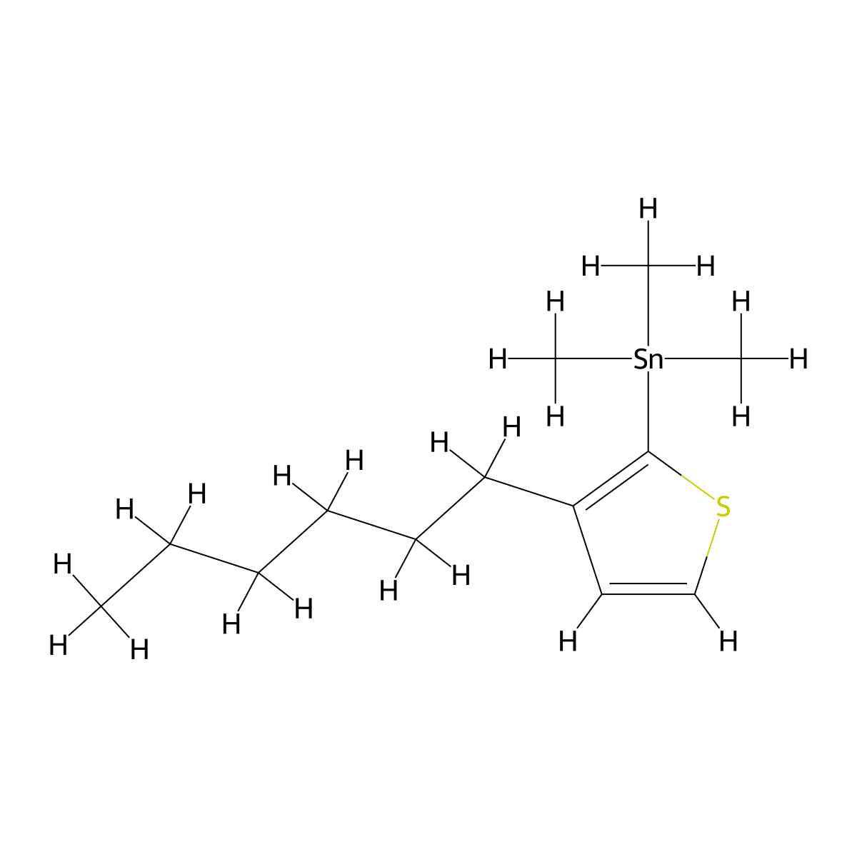 (3-Hexylthiophen-2-yl)trimethylstannane molecular structure, CAS 133787-27-6