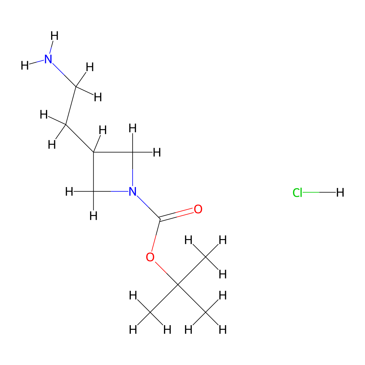 Tert-butyl 3-(2-aminoethyl)azetidine-1-carboxylate hydrochloride molecular structure, CAS 1337879-35-2