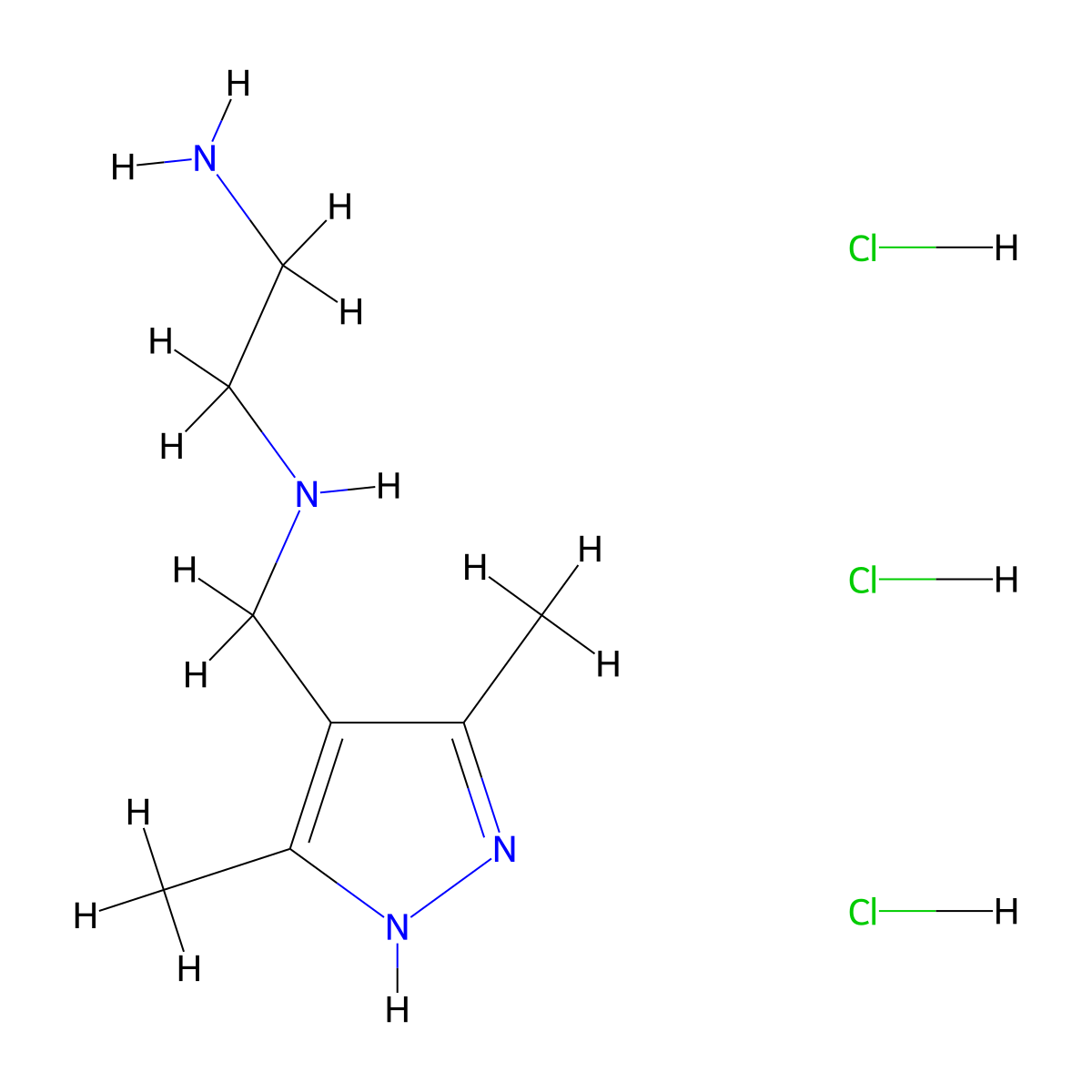 N1-((3,5-Dimethyl-1H-pyrazol-4-yl)methyl)ethane-1,2-diamine trihydrochloride molecular structure, CAS 1337879-50-1