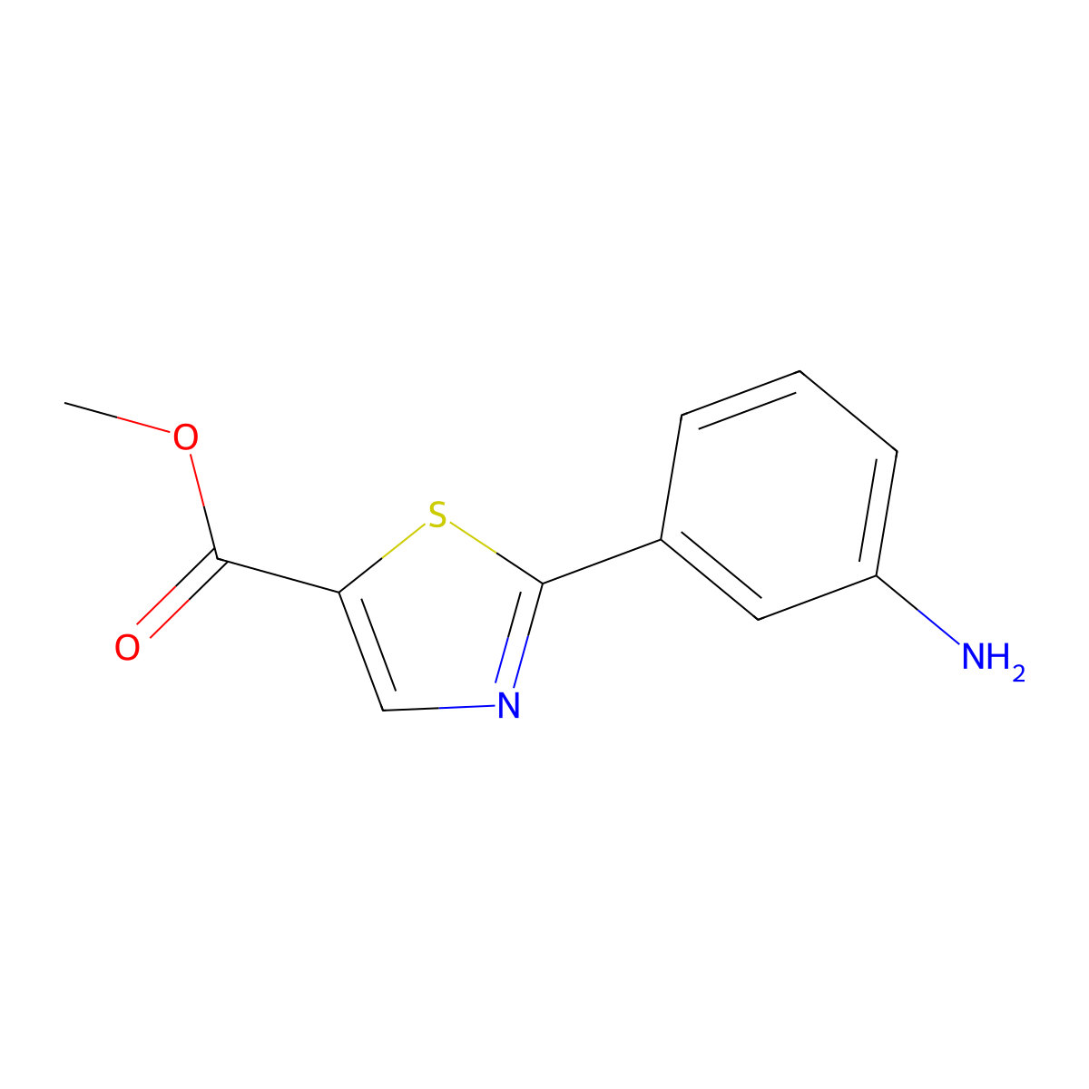 Methyl 2-(3-aminophenyl)thiazole-5-carboxylate molecular structure, CAS 1337879-58-9