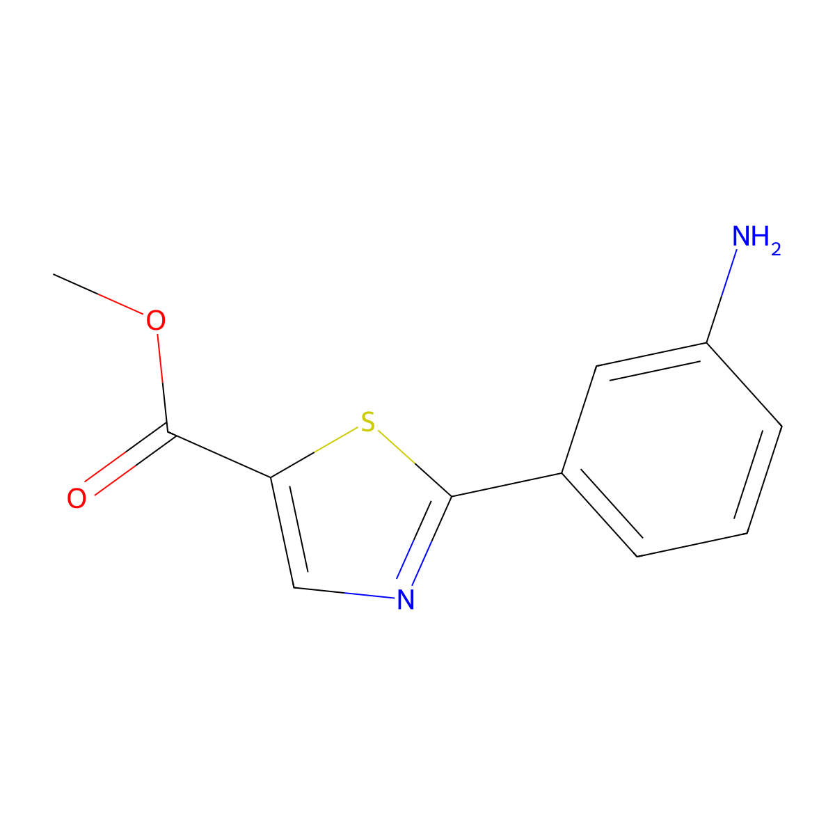 Methyl 2-(3-aminophenyl)thiazole-5-carboxylate molecular structure, CAS 1337879-58-9