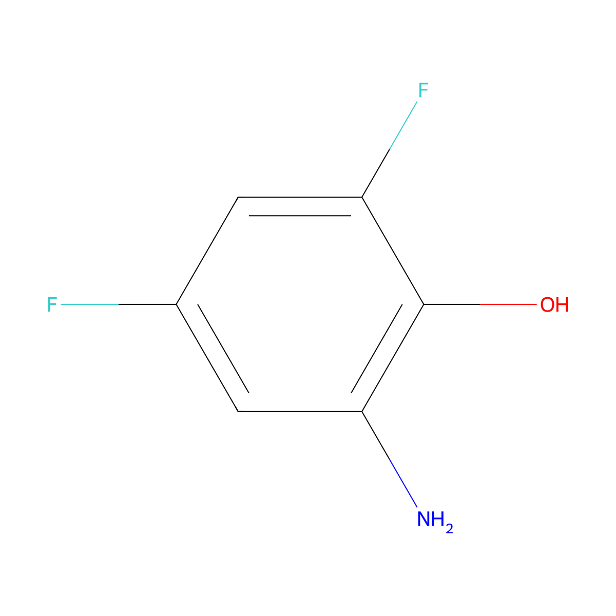 2-Amino-4,6-difluorophenol molecular structure, CAS 133788-83-7