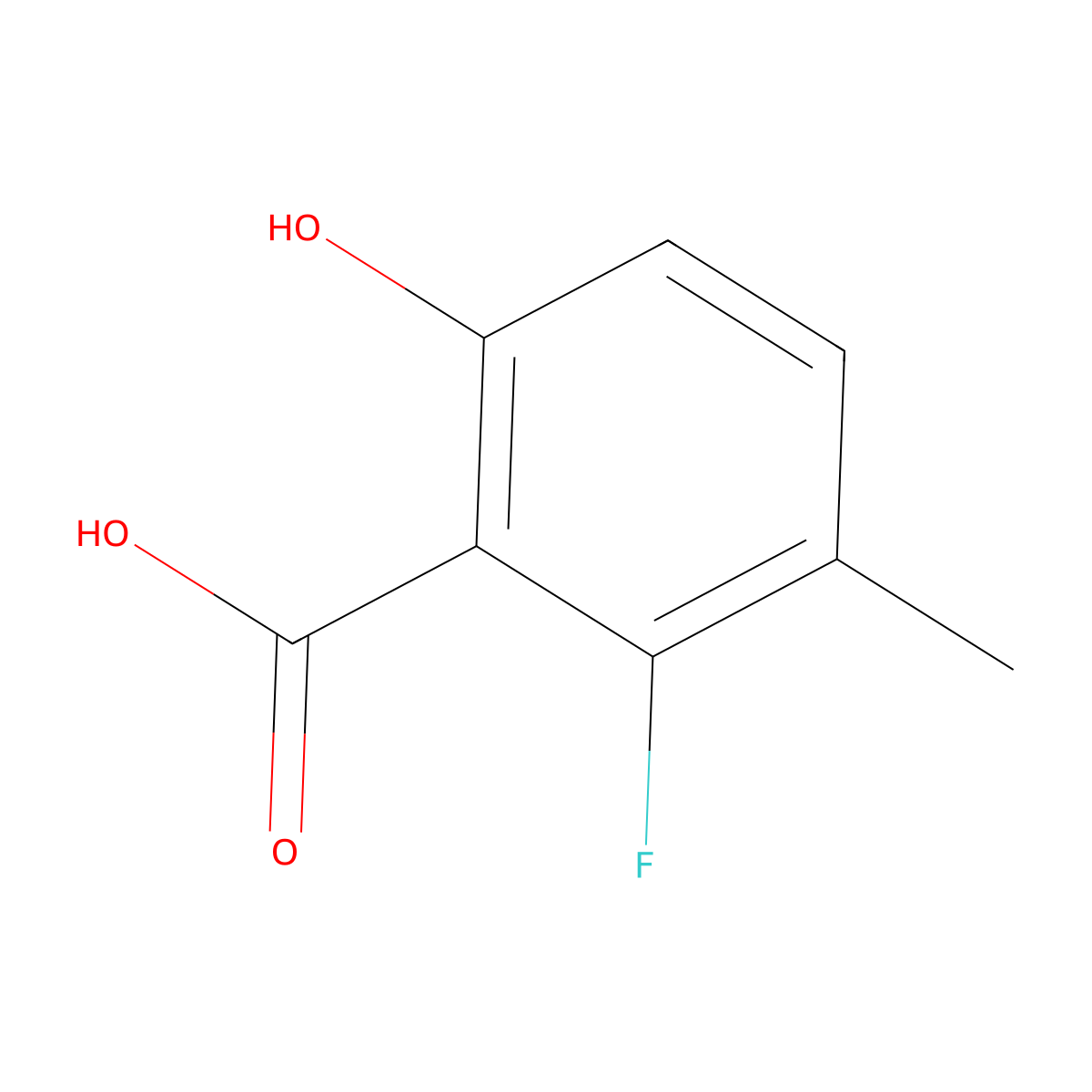2-Fluoro-6-hydroxy-3-methylbenzoic acid molecular structure, CAS 133788-85-9