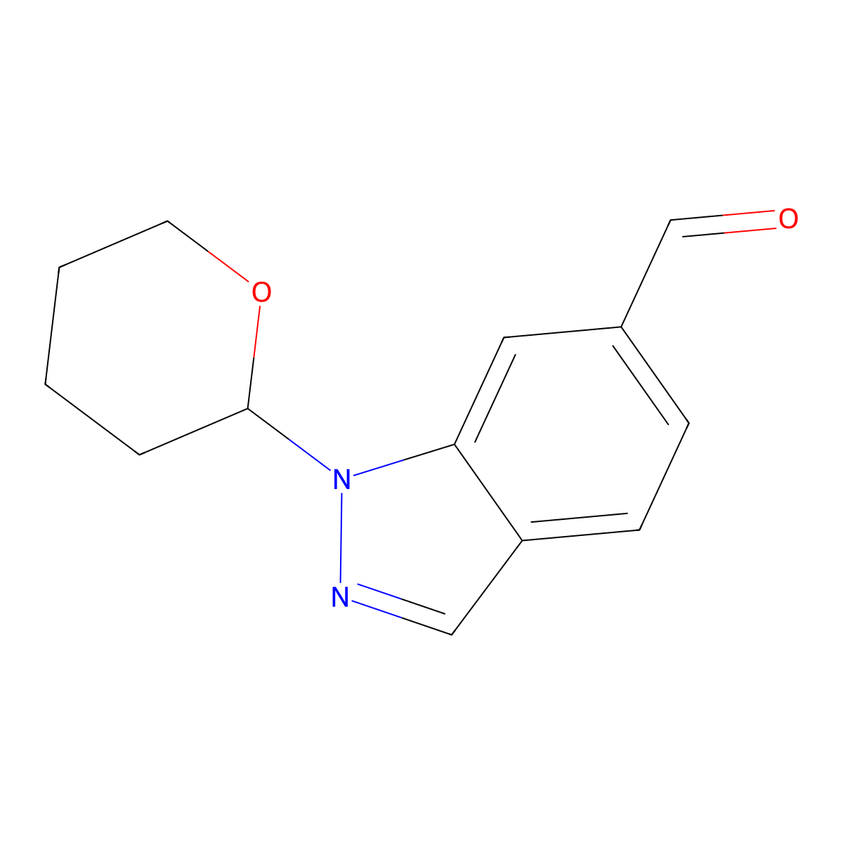 1-(Tetrahydro-2H-pyran-2-YL)-1H-indazole-6-carbaldehyde molecular structure, CAS 1337880-03-1