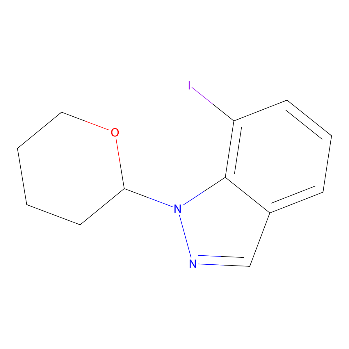7-Iodo-1-(tetrahydro-2H-pyran-2-yl)-1H-indazole molecular structure, CAS 1337880-64-4