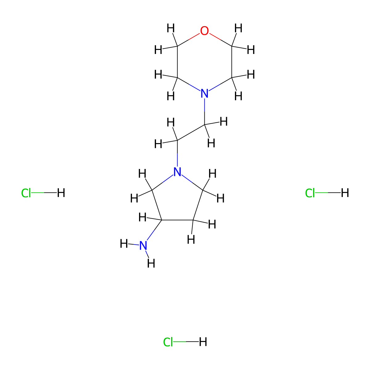1-[2-(Morpholin-4-yl)ethyl]pyrrolidin-3-amine trihydrochloride molecular structure, CAS 1337880-81-5