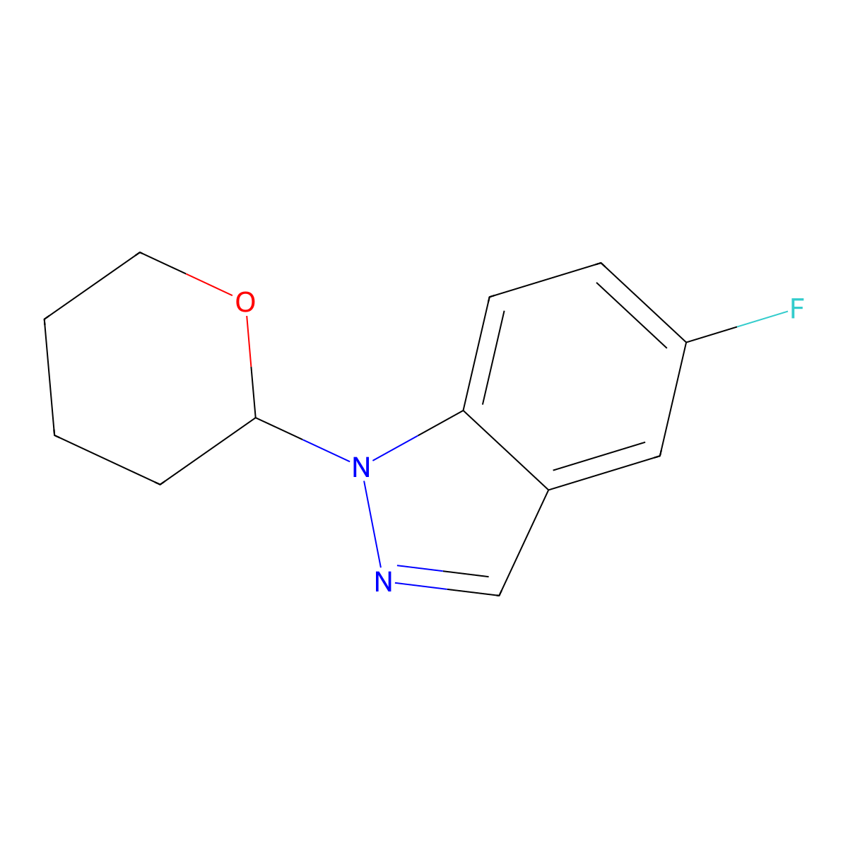 5-Fluoro-1-(tetrahydro-2H-pyran-2-YL)-1H-indazole molecular structure, CAS 1337880-98-4