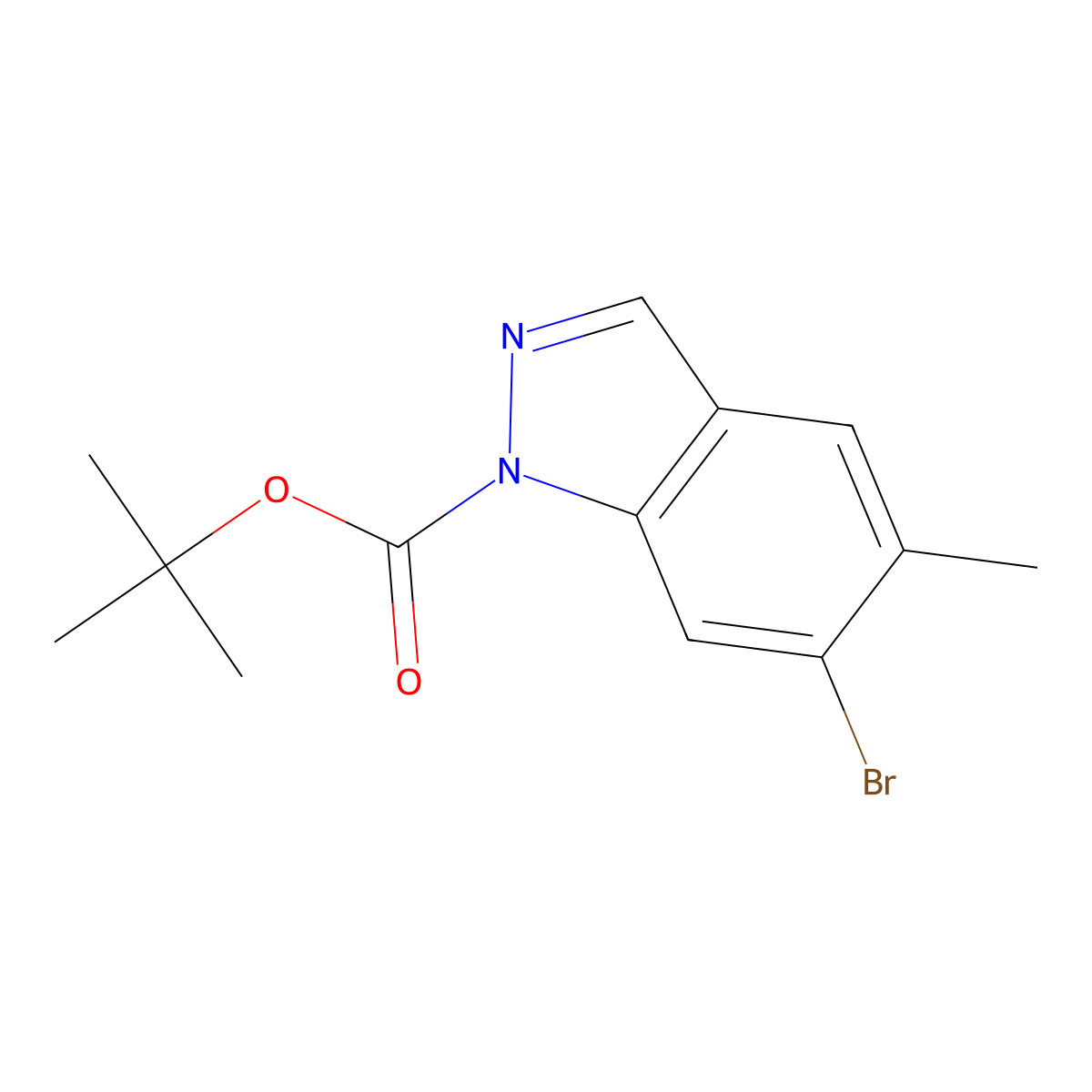 Tert-butyl 6-bromo-5-methyl-1H-indazole-1-carboxylate molecular structure, CAS 1337881-88-5