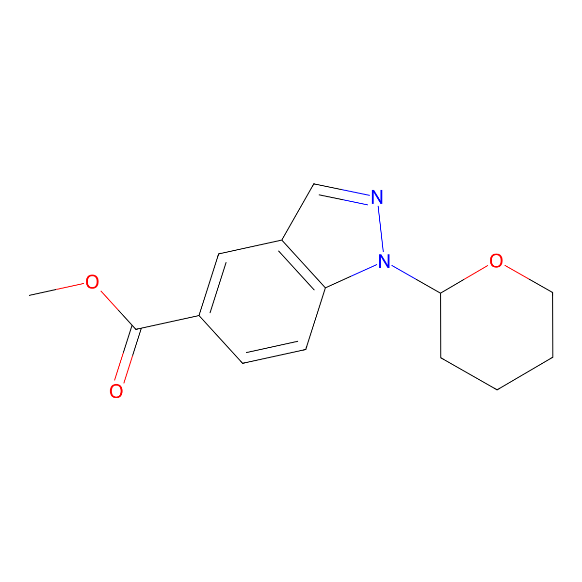 Methyl 1-(tetrahydro-2H-pyran-2-YL)-1H-indazole-5-carboxylate molecular structure, CAS 1337881-98-7